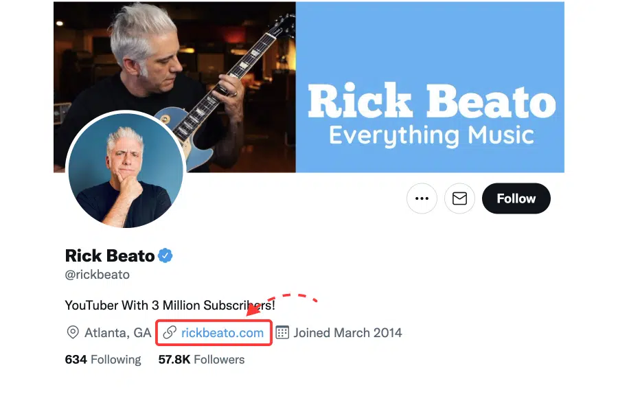 example of a link in bio on twitter